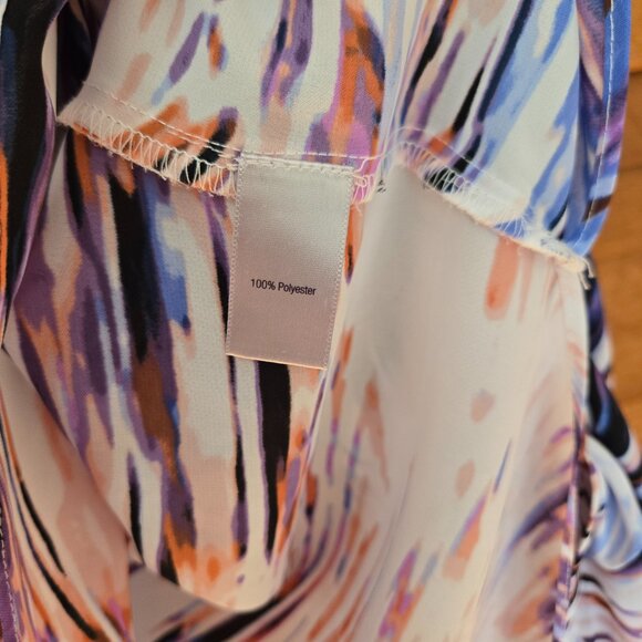 Jennifer Lopez Dolman Sleeve Top Women"s Size Small Colorful Blouse Lightweight - Picture 7 of 7